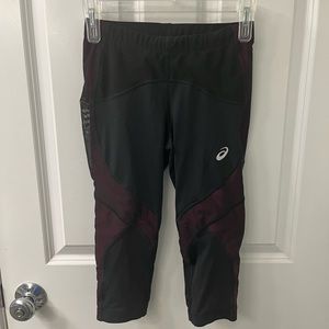 Asics EUC Leg Balance cropped running tights womens small black spandex capri